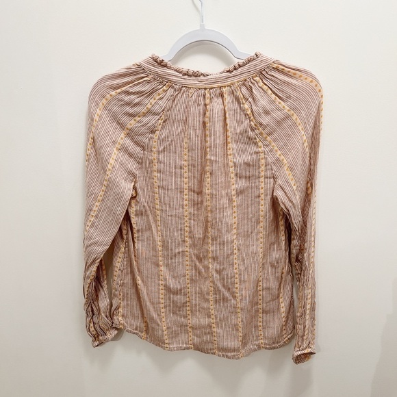 Lucky BRAND | Boho Linen Tie-Front Long Sleeve Blouse Size XS - Picture 3 of 3
